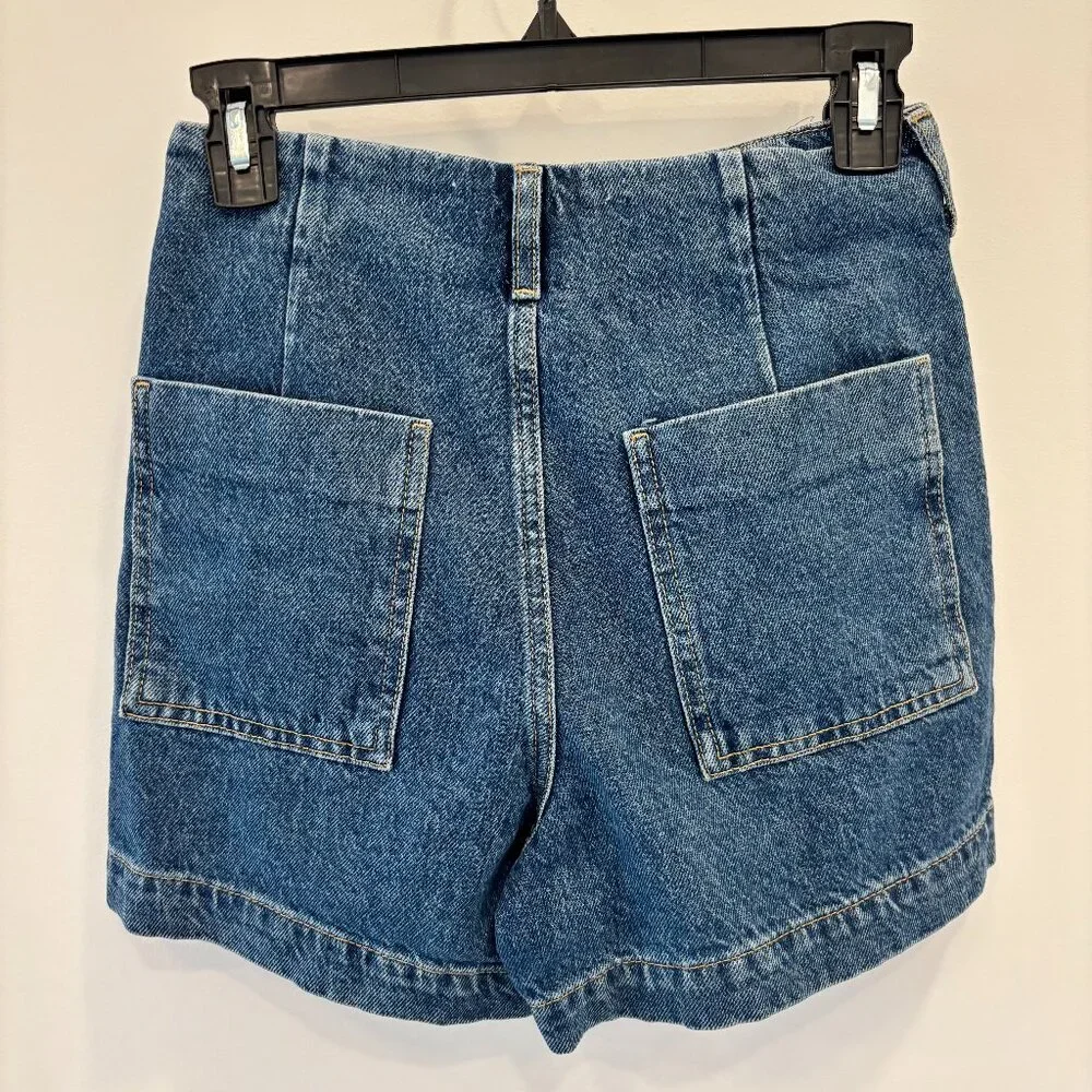 Zara denim and gold button sailor shorts - Picture 2 of 4
